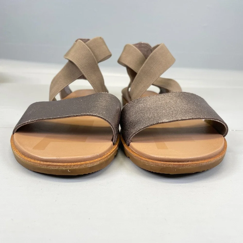Sorel Ella II Sandals Womens Size 9 Bronze Metallic Strappy Casual Slip On Shoes